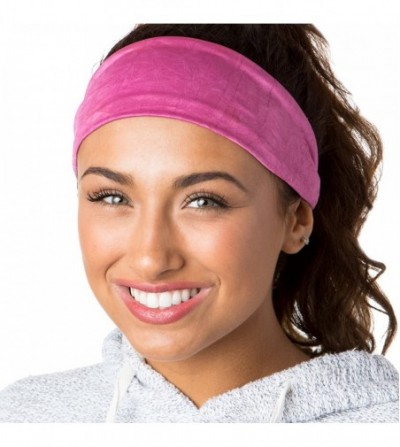 Headbands Adjustable & Stretchy Crushed Xflex Wide Headbands for Women Girls & Teens - Crushed Plum/Black/Pink 3pk - C41950T6W06