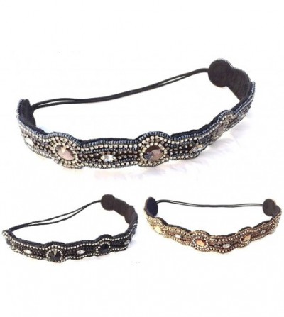 Headbands Bohemian Indian Princess Beaded Elastic Headband - Brown - CJ12E6LZ5UZ