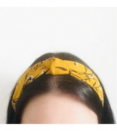 Headbands 4 Pack Turban Headbands for Women Plastic Head Band Hair Vintage Flower Printed Cross - CE18W06H45M