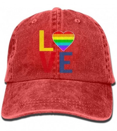 Baseball Caps Unisex LGBT Gay Pride Love Denim Jeanet Baseball Cap Adjustable Sun Hat for Men Or Women - Red - CR187KUQ6KQ