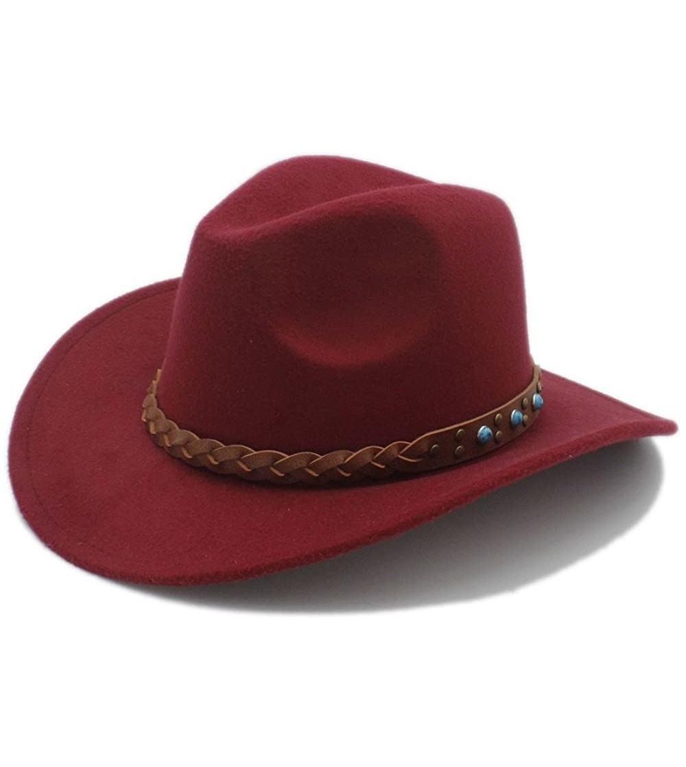 Cowboy Hats Winter Spring Western Cowboy Hat for Womem Men Wide Brim Cowgirl Jazz Cap with The Belt - 4 - C9184XCS7T7