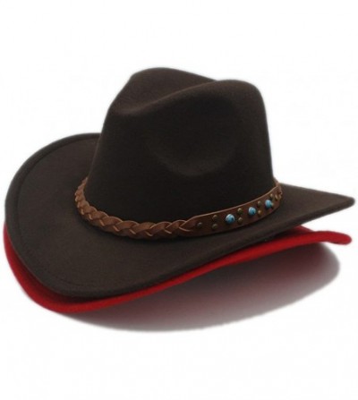 Cowboy Hats Winter Spring Western Cowboy Hat for Womem Men Wide Brim Cowgirl Jazz Cap with The Belt - 4 - C9184XCS7T7