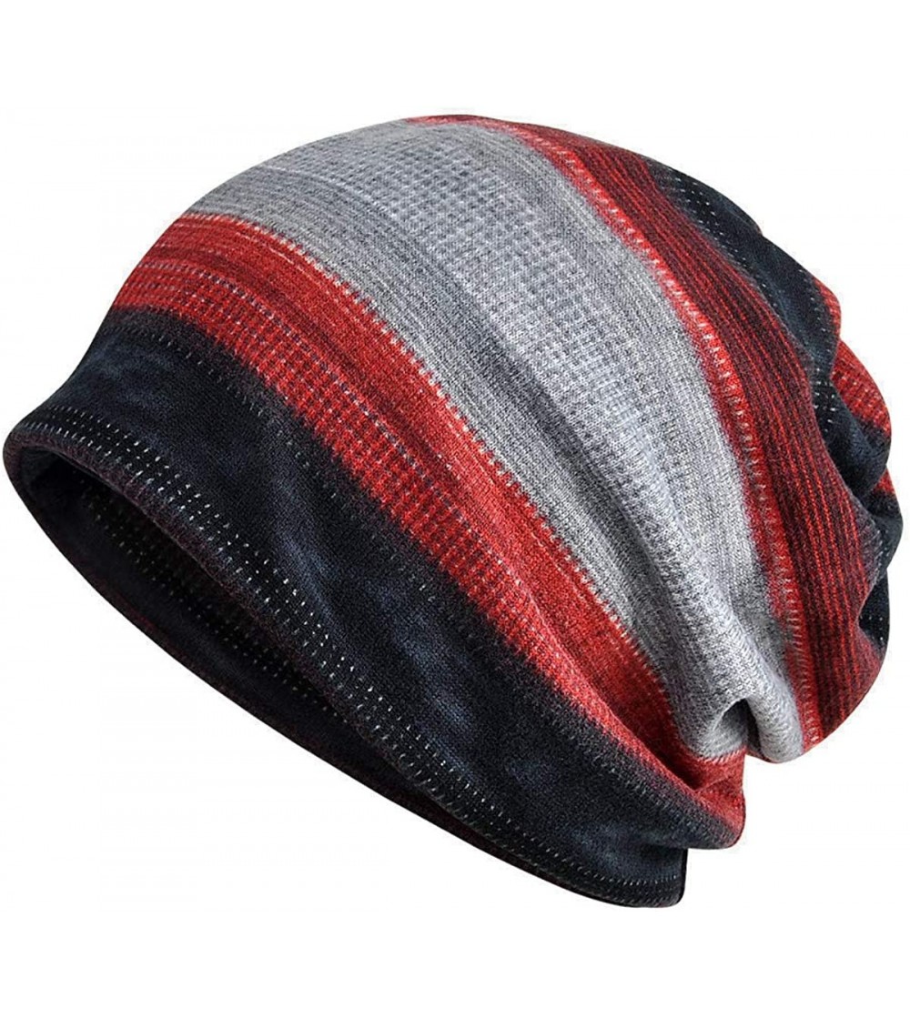Skullies & Beanies Flannel Beanies Chemo Caps Cancer Headwear Skull Cap Knitted hat Scarf for Womens Mens - Red - C218LWN6WUT