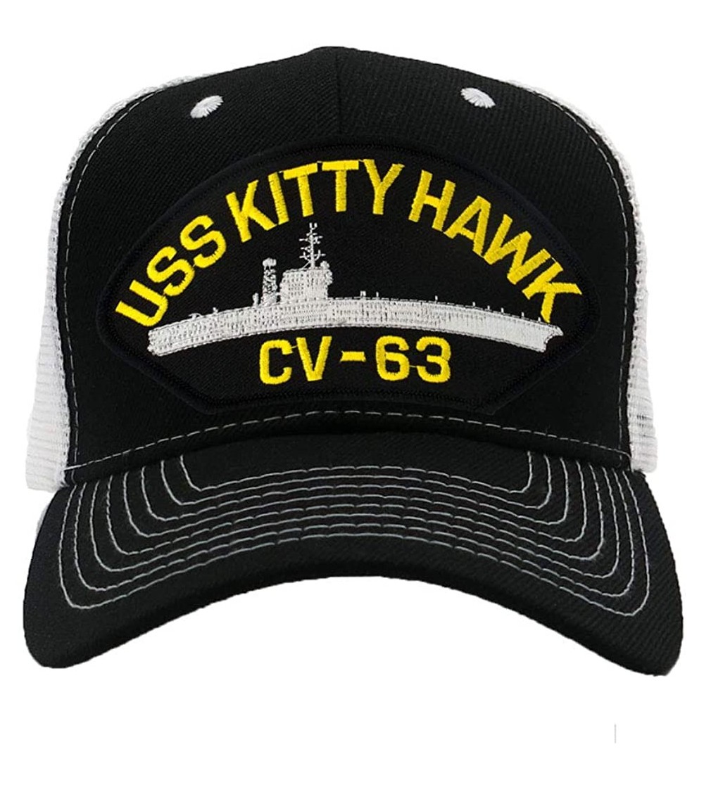 Baseball Caps USS Kitty Hawk CV-63 Hat/Ballcap Adjustable One Size Fits Most - Mesh-back Black & White - C818S8ZKTDE