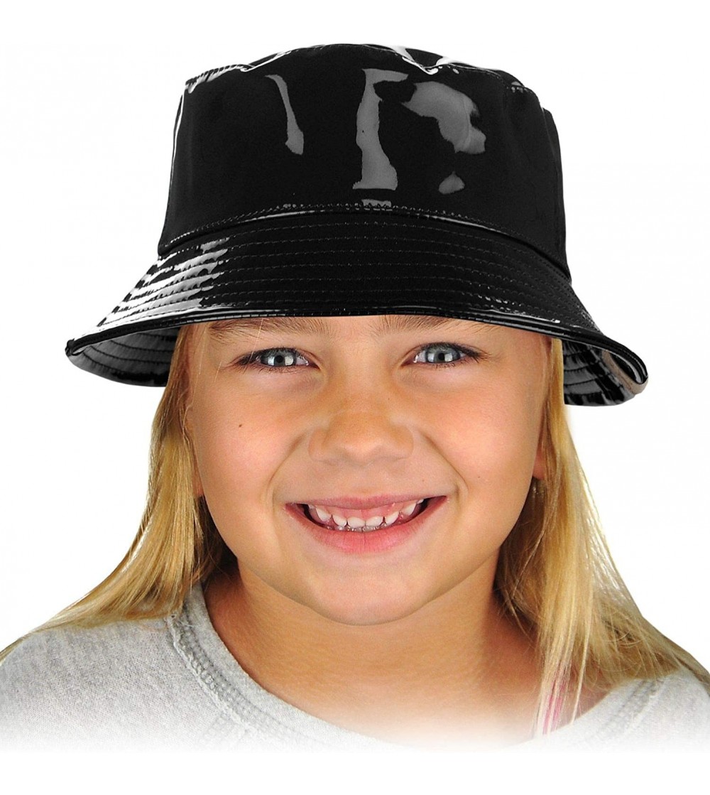 Baseball Caps Kids Children's All season Foldable Waterproof Rain Bucke Hat - Black - CN18QEW4EXM