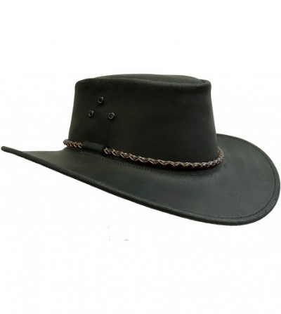 Cowboy Hats Australian Echuca Leather Hat from Down Under - Traders Traveller Hat - Black - CQ11XO4VTG5