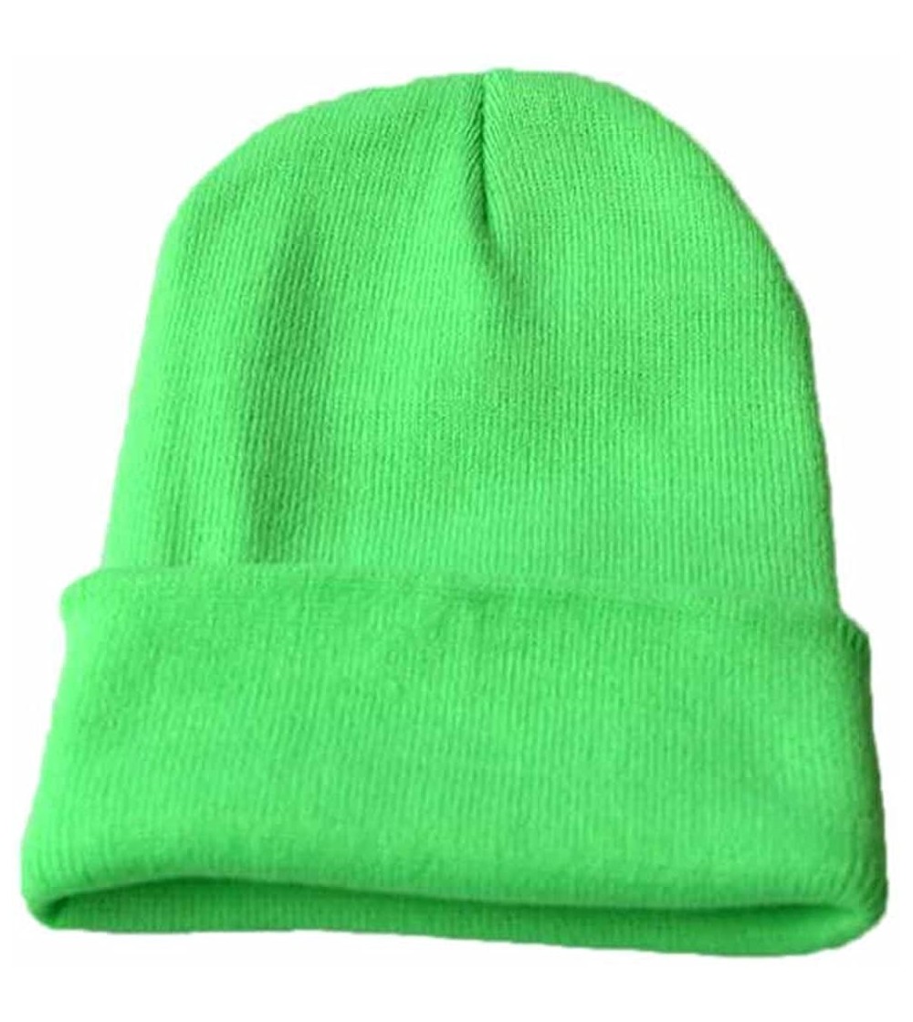 Fedoras Unisex Classic Knit Beanie Women Men Winter Leopard Hat Adult Soft & Cozy Cute Beanies Cap - Green C - C7192R6COZ2