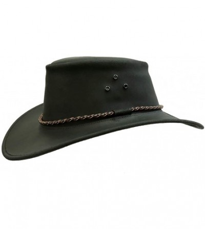 Cowboy Hats Australian Echuca Leather Hat from Down Under - Traders Traveller Hat - Black - CQ11XO4VTG5