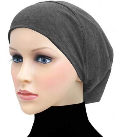Skullies & Beanies Cotton Beanie Snood Large Hijab Chemo Cap - Charcoal Heather - CC18ROGL6NM