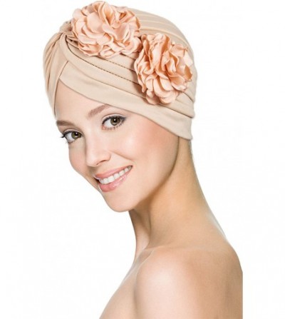 Skullies & Beanies 4 Pieces Turban Flower Head Wrap Beanie Scarf Cap Hair Loss Hat for Men and Women (Style 3) - C618XZY3WXX