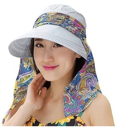 Sun Hats Ladies Summer Beach Cotton Big Brim Foldable Sun Floppy Sunblock Hat Hats Visor - Light Blue - CX12E5MMYRH