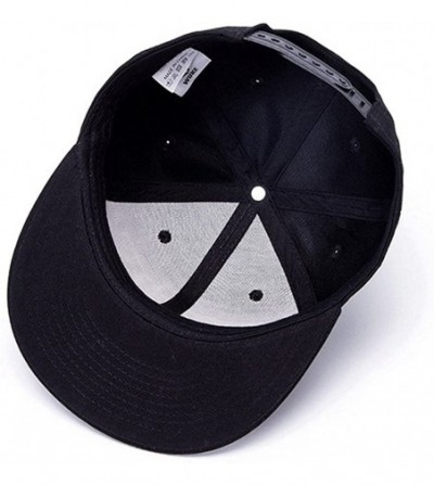 Baseball Caps Unisex Flat Bill Hip Hop Hat Snapback Baseball Cap - Black 032 - CU12LUW5125