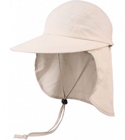 Sun Hats Wide Brim Cap with Removable Flap - Natural - CO11LV4H5R7