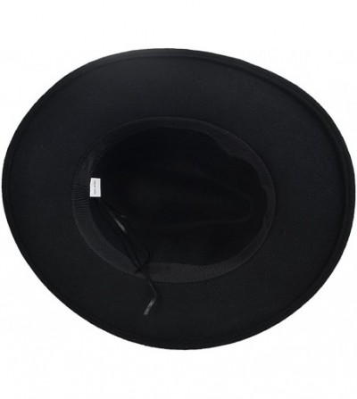 Fedoras Wool Felt Wide Brim Fedora Hats for Women Men - Black - CJ18KX7YNYH