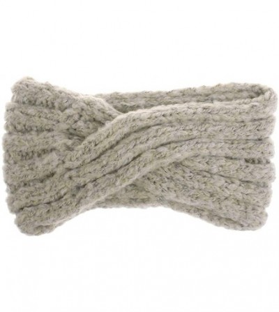 Cold Weather Headbands Women Cold Weather Headbands Knit Cross Hairband Winter Ear Warmer Hair Wraps - Beige - C618YOWTD2E