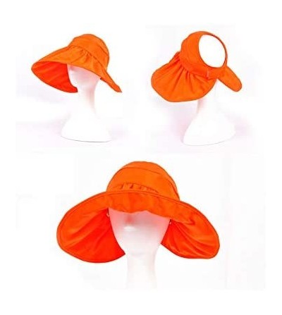 Sun Hats Adjustable Summer Beach Sun Visor Foldable Roll up Wide Brim Hat Cap for Girls or Lady XMZ11 - Orange - CZ121W62C3Z