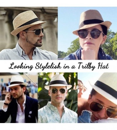 Fedoras 100% Wool Fedora Hat Mens Fedora Hats for Men Trilby Hat Straw Sun Hat Panama Hat - CL18NOIT2NS