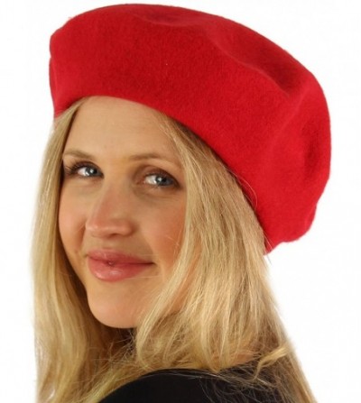 Berets Classic Winter 100% Wool Warm French Art Basque Beret Tam Beanie Hat Cap - Red - CN12LPZBFN1