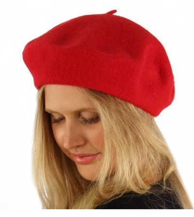 Berets Classic Winter 100% Wool Warm French Art Basque Beret Tam Beanie Hat Cap - Red - CN12LPZBFN1