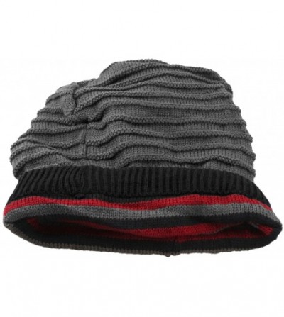 Skullies & Beanies Unisex Slouchy Beanie Hat Stripe Knit Cap Loop Scarf Neckerchief Dreadlocks - 012-dark Grey - CO129TC7EYB
