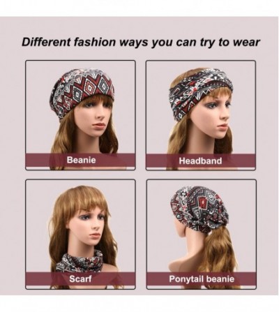 Skullies & Beanies 4 Pieces Beanies Headwear Skull Cap Slouchy Beanie Knitted Hat Scarf for Women - Flower Color - CG195HRO6EM