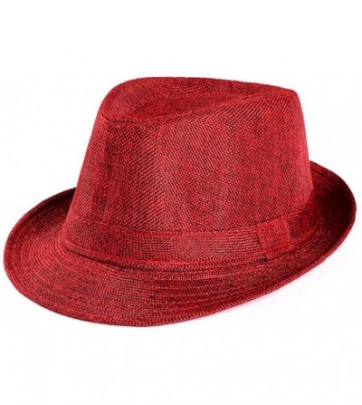 Sun Hats 2019 Unisex Trilby Caps Gangster Cap Beach Sun Straw Hat Band Sunhat Solid Color Relaxed Adjustable - Wine Red - CJ1...