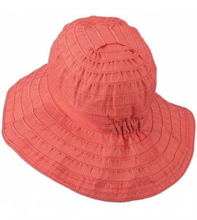 Sun Hats UPF 50+ Women's Polyester Bucket Shaped Hat - Coral Stripe W12S45B - CD11D3H63MD