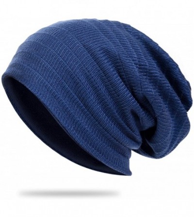 Skullies & Beanies Mens Slouchy Beanie Hat Summer Oversized Knit Cap for Women Winter Skull Cap B309 - Xzz-navy - CC18Z8TN54M
