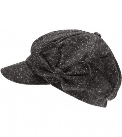 Newsboy Caps Women's Classic Visor Baker boy Cap Newsboy Cabbie Winter Cozy Hat with Comfort Elastic Back - Bow Trim Black - ...