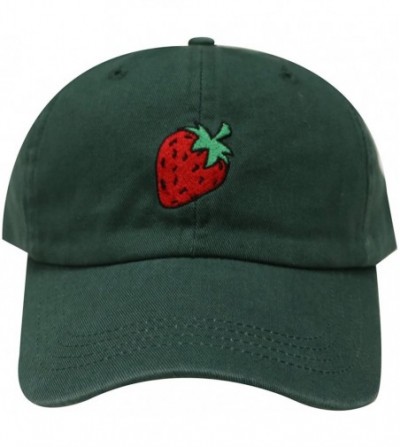 Baseball Caps Strawberry Cotton Baseball Dad Caps - Dark Green - CO12M3Y1817