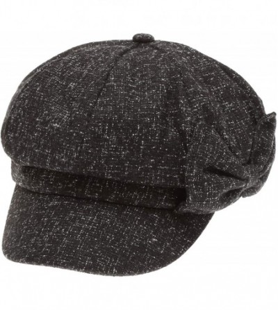 Newsboy Caps Women's Classic Visor Baker boy Cap Newsboy Cabbie Winter Cozy Hat with Comfort Elastic Back - Bow Trim Black - ...