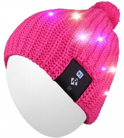 Skullies & Beanies Light Up Beanie Hat Stylish Unisex LED Knit Cap for Indoor and Outdoor - Lb008-rose - CS186L95L2O