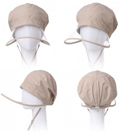 Rain Hats Women Waterproof Rain Hat Protection Chin Strap Trasparent Visible Visor - 99073_khaki Beige - CZ18RUYOLH5
