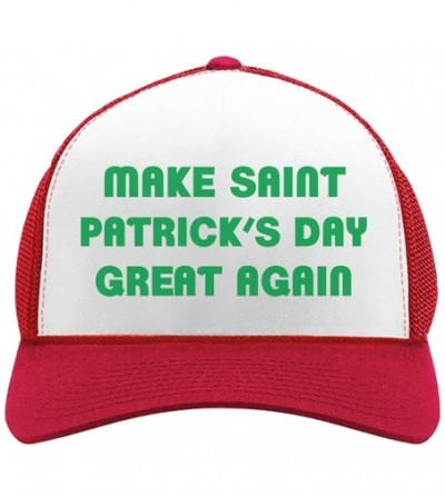 Baseball Caps Make St. Patrick's Day Great Again Trump Trucker Hat Mesh Cap - Red/White - CS189UGHX6Z