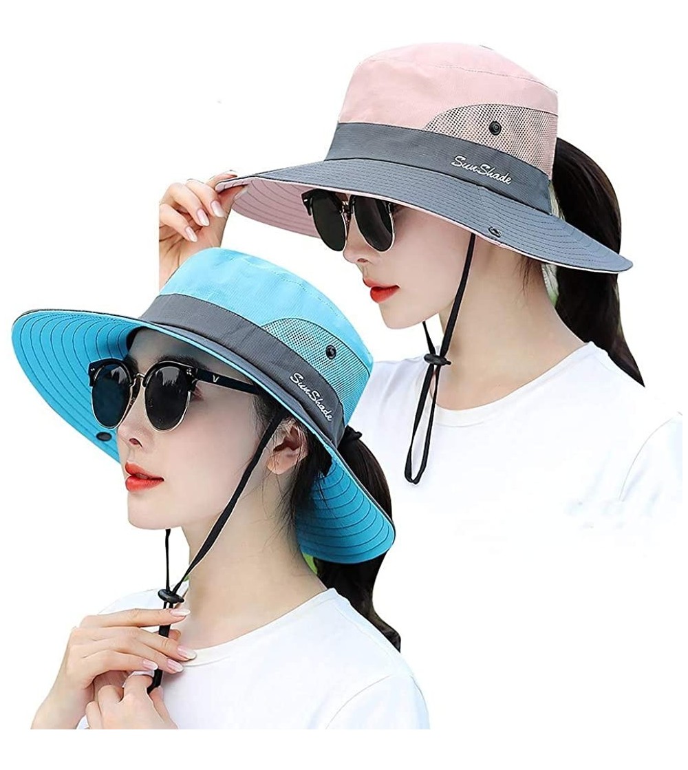 Sun Hats Women's Sun Hat Outdoor UV Protection Bucket Mesh Boonie Hat Adjustable Fishing Safari Cap Waterproof - CQ18UUEH0SC