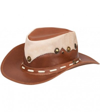 Cowboy Hats Australian Western Style Cowboy Outback Real Leather and Suede Aussie Bush Hat - CZ18X0GH27D