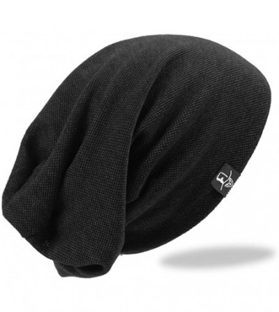 Skullies & Beanies Mens Slouchy Beanie Skull Cap Summer Thin Baggy Oversized Knit Hat B301 - Dark Grey - CG180AUDS3X