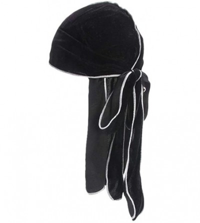 Skullies & Beanies Unisex Men Women's Fashion Velvet Bandana Hat Durag Rag Tail Headwrap Headwear - D - CQ18N6E5XQK