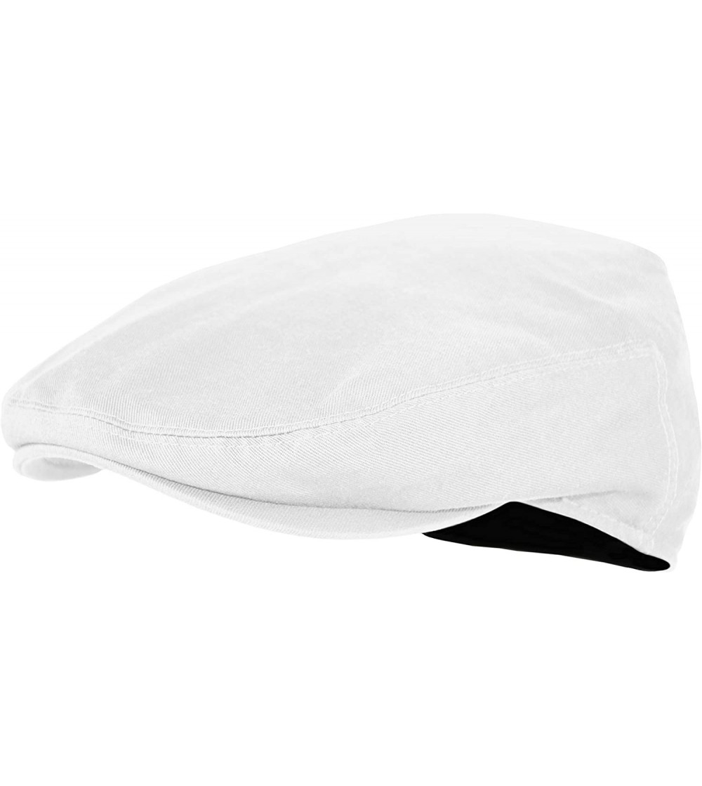 Newsboy Caps Premium Cotton Newsboy Mens Scally Foldable Solid Color Ivy Flat Cap - White - CT18UE7ZRHE