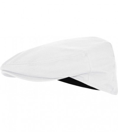 Newsboy Caps Premium Cotton Newsboy Mens Scally Foldable Solid Color Ivy Flat Cap - White - CT18UE7ZRHE