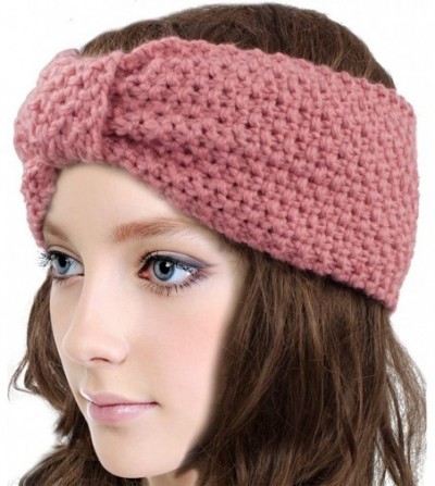 Headbands Women's Winter Knit Headband - Bow - Pink - CM12NUT4TS1