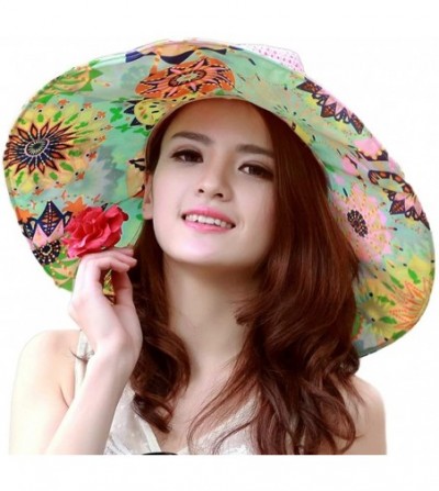 Sun Hats Sun Hat for Women Girls Large Wide Brim Straw Hats UV Protection Beach Packable Straw Caps - Flower B-pink - CU18RI8...