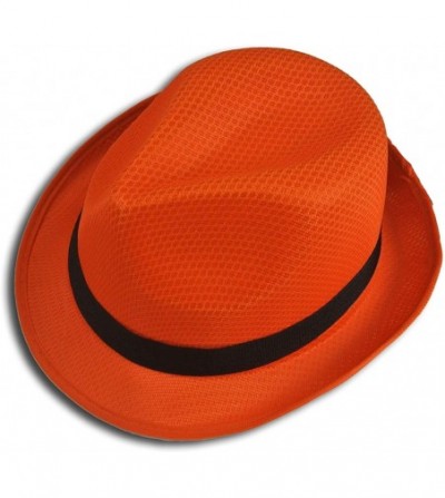 Sun Hats Fedora Hat Fashion Unisex Trilby Cap Summer Beach Sun Straw Panama - Orange - CV11KYTFOI7