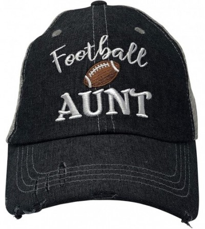 Baseball Caps Embroidered Football Aunt Mesh Trucker Style Hat Cap Football MOM Gift Mothers Day Dark Grey - CC18WHEMX8U