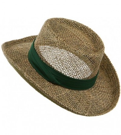 Sun Hats Gambler Straw Hat - Navy Band - Green - C511FOOXXTJ