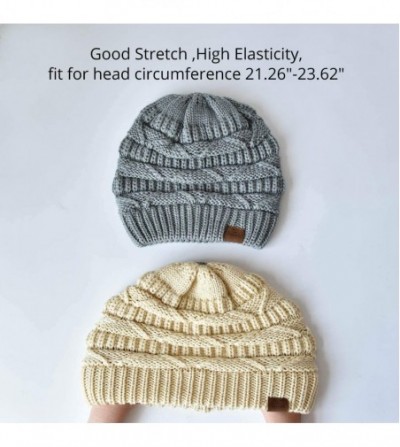 Skullies & Beanies Women Winter Knit Slouchy Beanie Hats with Faux Fur Pom Pom Thick Warm Chunky Baggy hat Ski Cap - CR18X5OX5CN