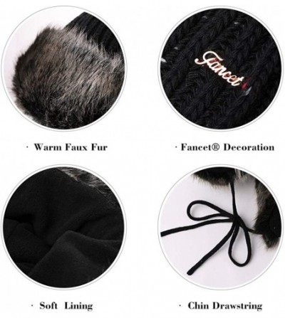 Skullies & Beanies Ladies Earflap Trapper Hat Faux Fur Hunting Hat Fleece Lined Thick Knitted - 99725_beige - CT18KIRUURI
