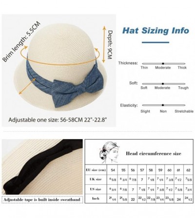 Fedoras Womens Wide Roll Up Brim Packable Straw Sun Cloche Hat Fedora Summer Beach 55-58cm - Black_89316 - C718D2NZQ99