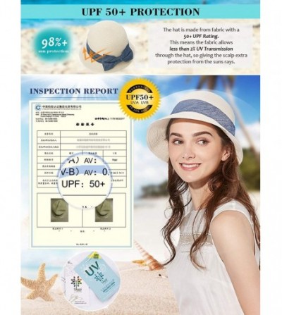 Fedoras Womens Wide Roll Up Brim Packable Straw Sun Cloche Hat Fedora Summer Beach 55-58cm - Black_89316 - C718D2NZQ99