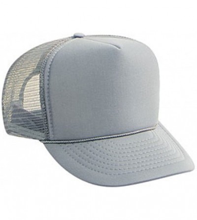 Baseball Caps Youth Polyester Foam Front Solid Color Five Panel High Crown Golf Style Mesh Back Cap - Gray - CL11U5K77EJ